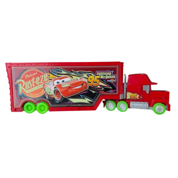 Disney Pixar Car Hauler Playset Diecast Cars Lightning McQueen, Sheriff, Mater - Picture 2 of 5